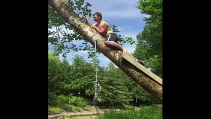 Daring Dude Makes Rope Swing Mistake