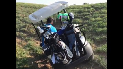 Guy Flips Over Golf Cart Trying To Show Off