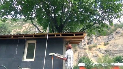 İnşaata engel olan ceviz ağacını kesmeyerek evin içine aldı