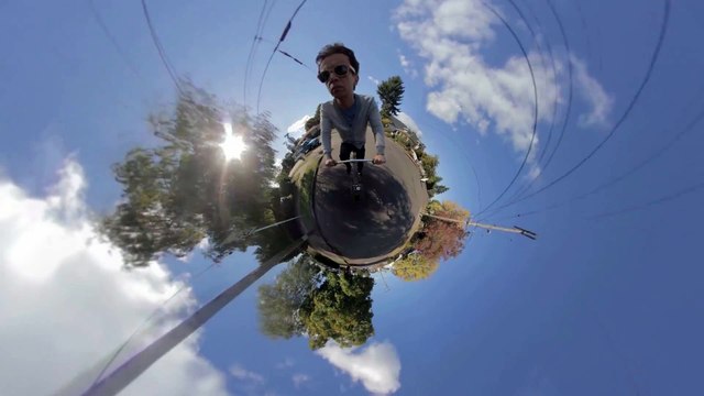 Bicycle Rider tests 360 bike rig Camera making a tiny Wolrd!