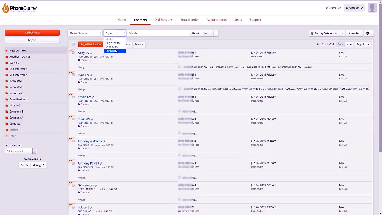 PhoneBurner's Enhanced Basic Search