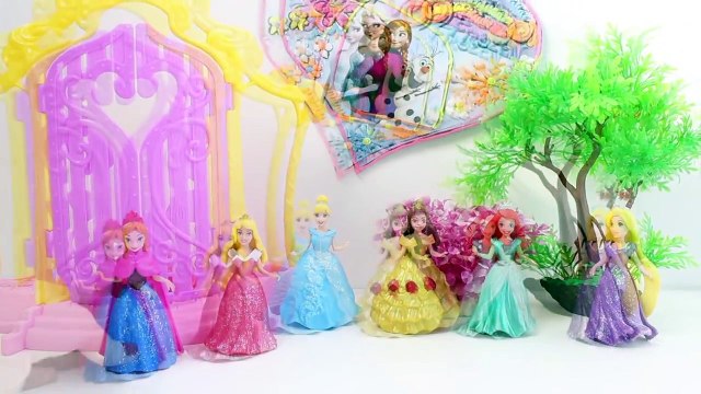 Play Doh DohVinci Sparkle Dresses Disney Princess Magiclip Dolls Make Doll Dresses Playdoh Glitter