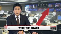 Korean won falls sharply against U.S. dollar