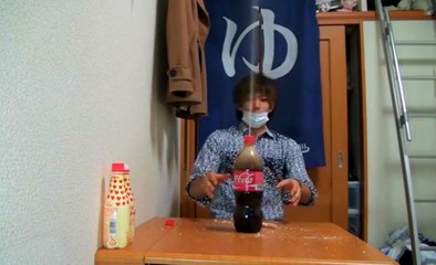 Kid Attempts To Perfect The Mentos and Coke Experiment
