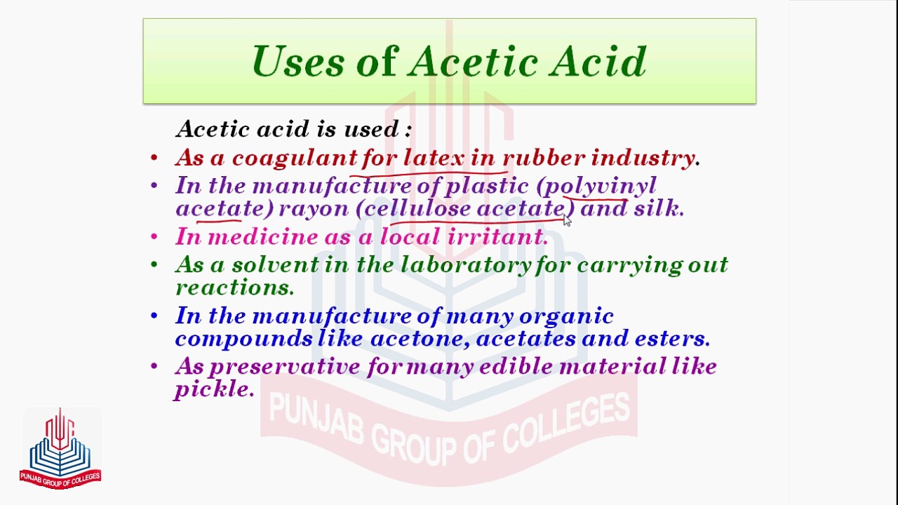 Preparation of Acetic Acid From Oxidation Of Ethanol , Physical Characteristics & Uses of Acetic Acid, Amino Acids & their Types