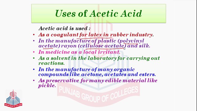 Preparation of Acetic Acid From Oxidation Of Ethanol , Physical Characteristics & Uses of Acetic Acid, Amino Acids & their Types