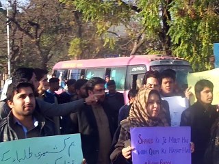 انجمن طلباء اسلام کے کے زیر اہتمام  کشمیری طلباء کے اوپر بھارتی حکومت کیطرف دھائے گئے ظلم کیخلاف سراپا احتجاج