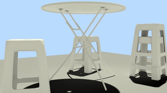 Props #2 : Table and Stools - turnaround (clay render)