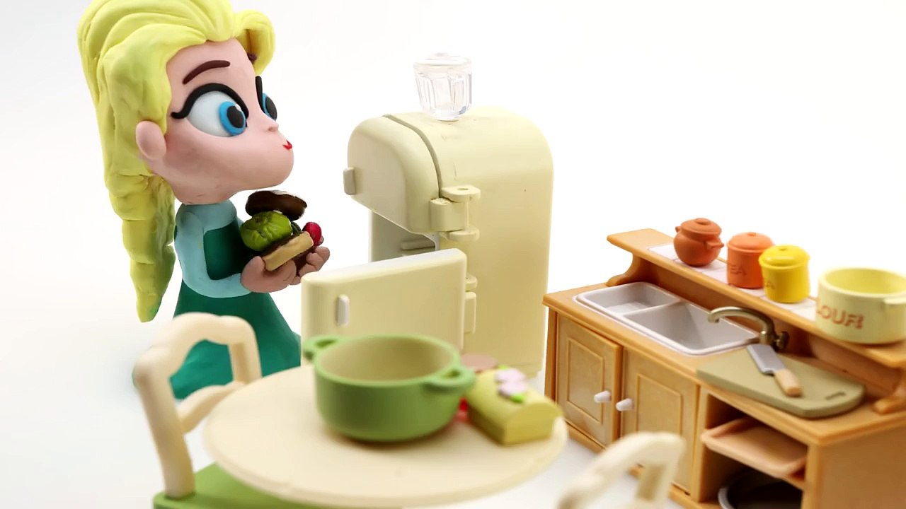 Does Elsa Eat Too Much? Play-Doh Disney Frozen Movie Clips Best Stop-Motion videos