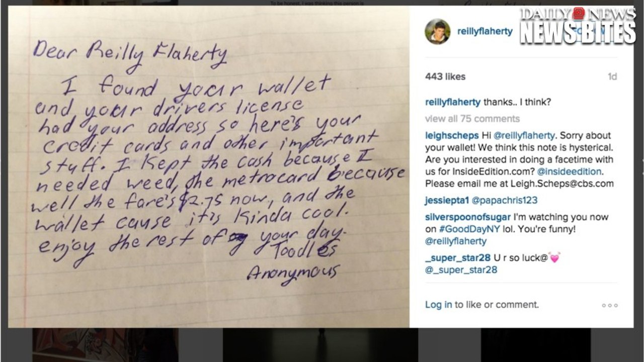 Man Receives Note 'Most New York Note Imaginable'