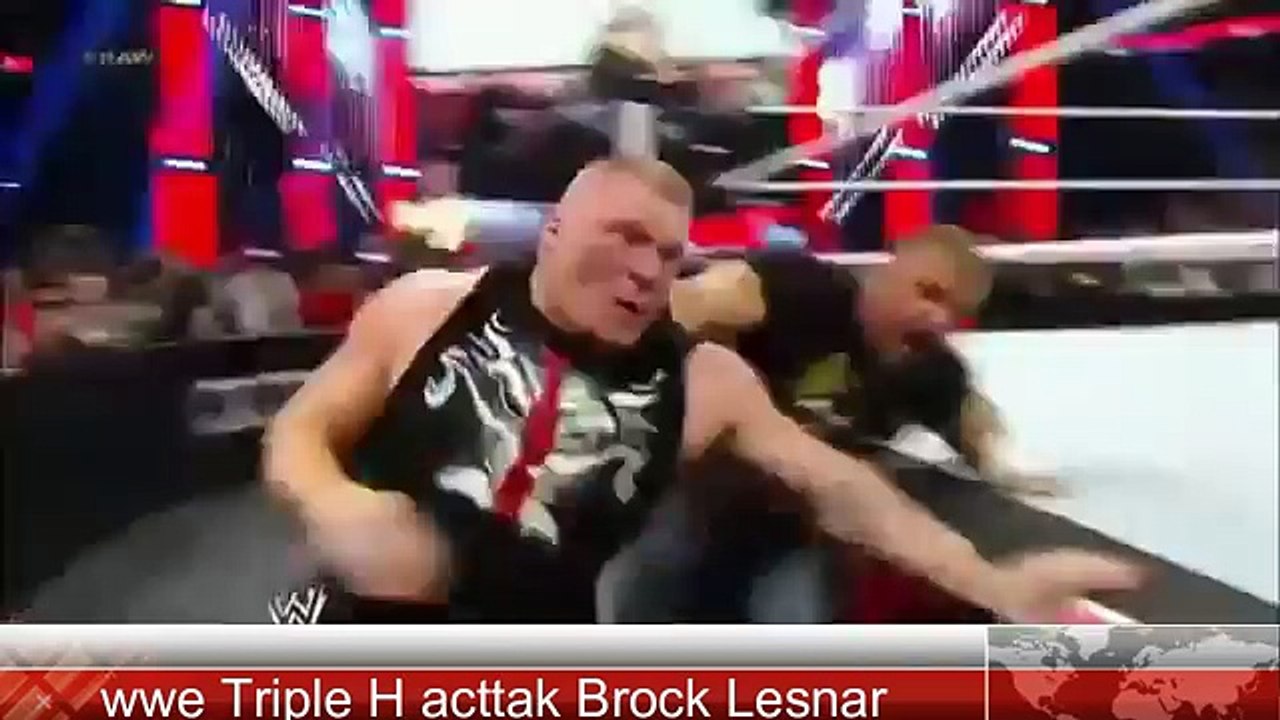 WWE Raw 15 February 2016 Highlights - Brock lesnar vs Triple h WrestleMania 32 Highlights