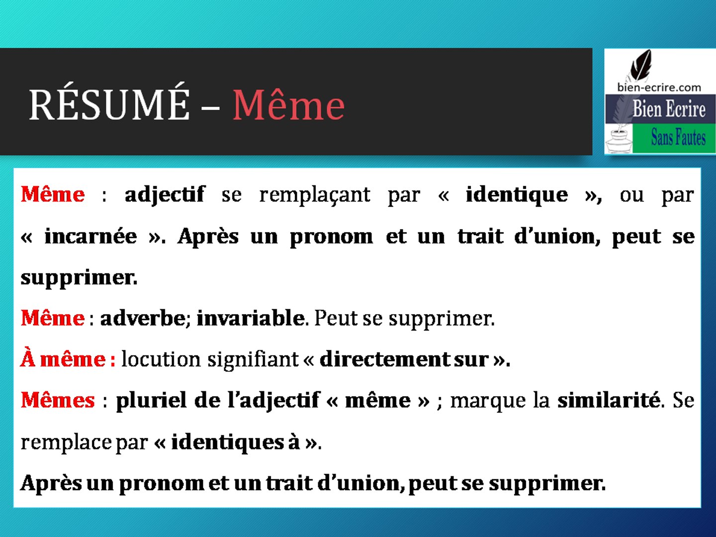 Même et mêmes