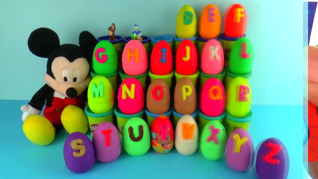24 PlayDoh Alphabet Surprise eggs. Mickey Mouse Alphabet.learning Donald Duck Kinder Surpr