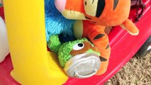 Cookie Monster Driving Cozy Coupe with Super Mario, Sesame Street, Mickey Mouse Bad Driver Crashing