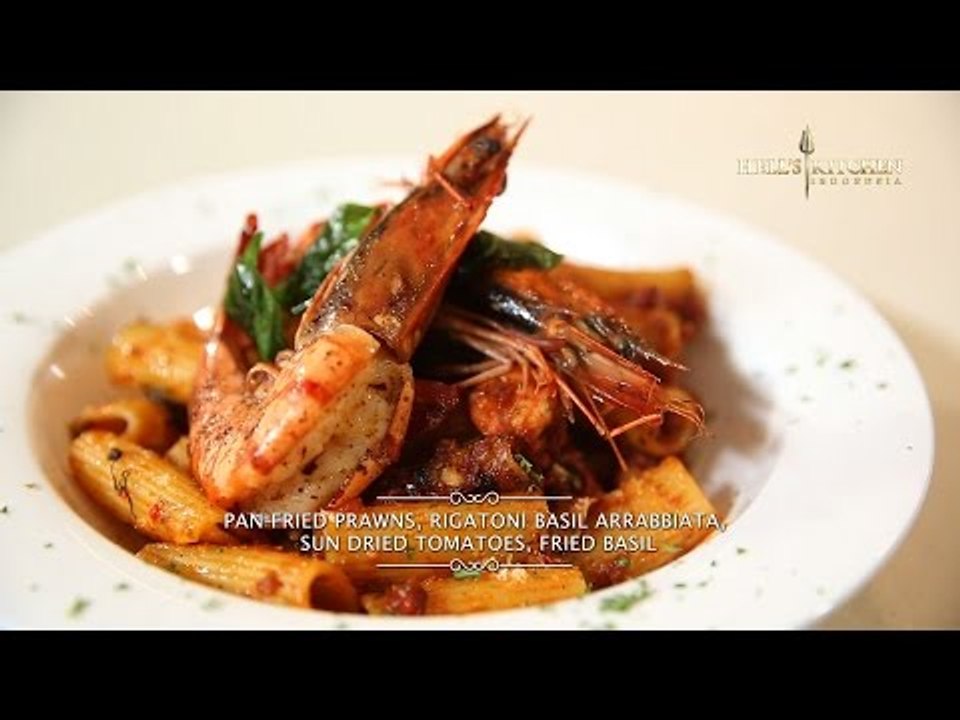 Hell's Kitchen at Home #4 - Pan Fried Prawns with Rigatoni Basil Arrabbiata by Chef Juna