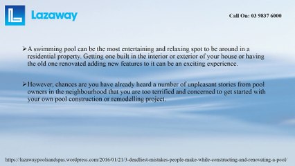 3 Deadliest Mistakes People Make While Constructing and Renovating a Pool