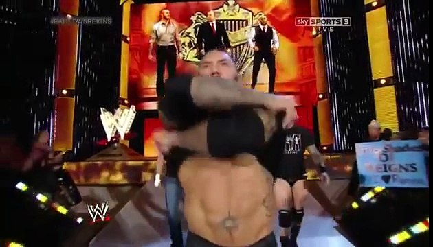 Roman Reigns vs Batista (The Shield Destroys Evolution and 9 other Superstars)