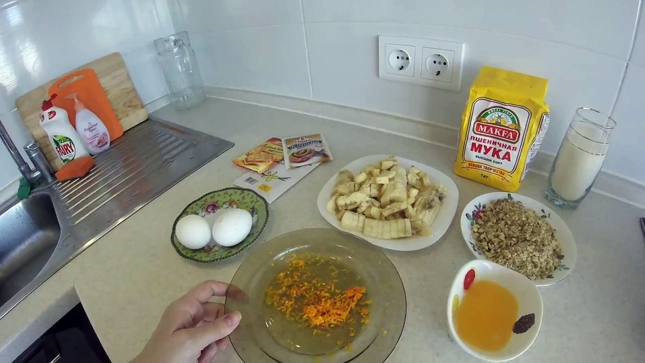 Бананово-апельсиновый кекс с грецкими орехами