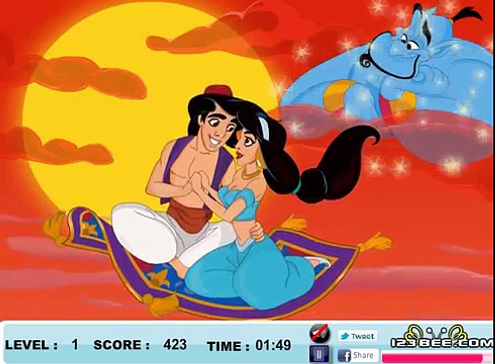 Мультик: Алладин любит принцессу Жасмин Поцелуи / Princess Jasmine loves Aladdin Kisses