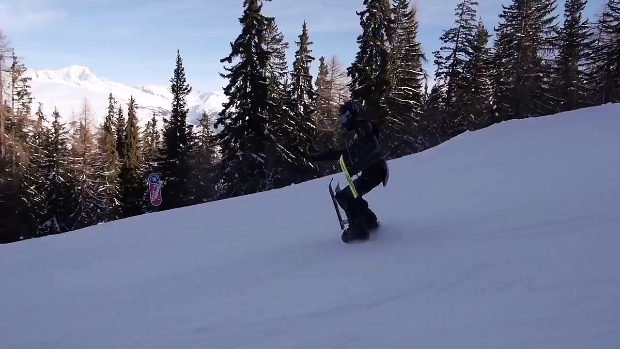 Le ski à quatre pattes, la technique insolite d'un skieur dans les Alpes