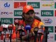 HBL PSL Post-Match Press Confrence Mohammad Irfan of Islamabad United at Dubai International Cricket Stadium