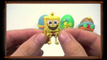 PLAY DOH EGGS COLORFUL!! kinder surprise eggs spongebob cars toys peppa pig español