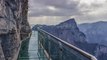 Scarist Glass Walkway Path (4,700 Feet above) in Tianmen Mountain, Zhangjiajie, China
