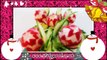 Art In Radish Flowers Lucky Stars _ Cucumber Leaf - Vegetable Carving Garnish