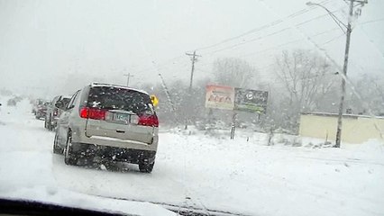 Speeding Car slid off road, oncoming traffic