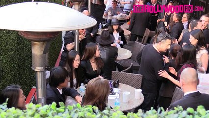 Johnny Depp & Aerosmith Guitar Player Joe Perry Have Drinks Before The 58th Grammy Awards