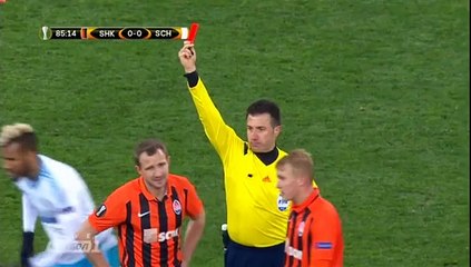 Oleksandr Kucher Red Card - Shakhtar Donetsk 0-0 Schalke 04 18.02.2016