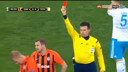 Oleksandr Kucher Red Card - Shakhtar Donetsk 0-0 Schalke 04 18.02.2016