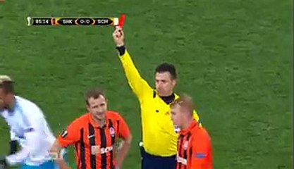 Oleksandr Kucher Red Card - Shakhtar Donetsk v. Schalke 04 - 18.02.2016 HD