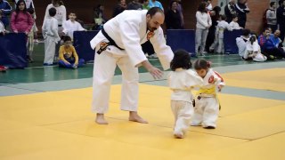 Little girls judo fight