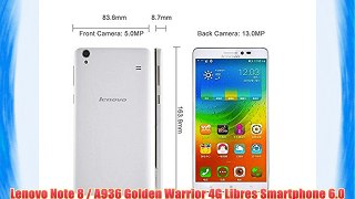 Lenovo Note 8 / A936 Golden Warrior 4G Libres Smartphone 6.0 Pulgadas 2GB+8GB 13MP Android