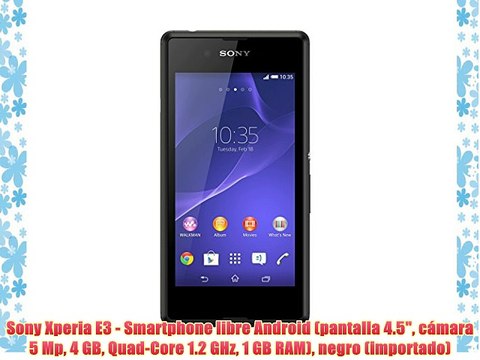 Sony Xperia E3 - Smartphone libre Android (pantalla 4.5 cámara 5 Mp 4 GB Quad-Core 1.2 GHz