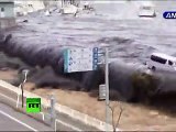 New dramatic video- Tsunami wave spills over seawall, smashes boats, cars Allah ka azab