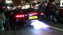 INSANE FLAMES! Lamborghini Aventador w/Fi Exhaust goes Crazy in the City