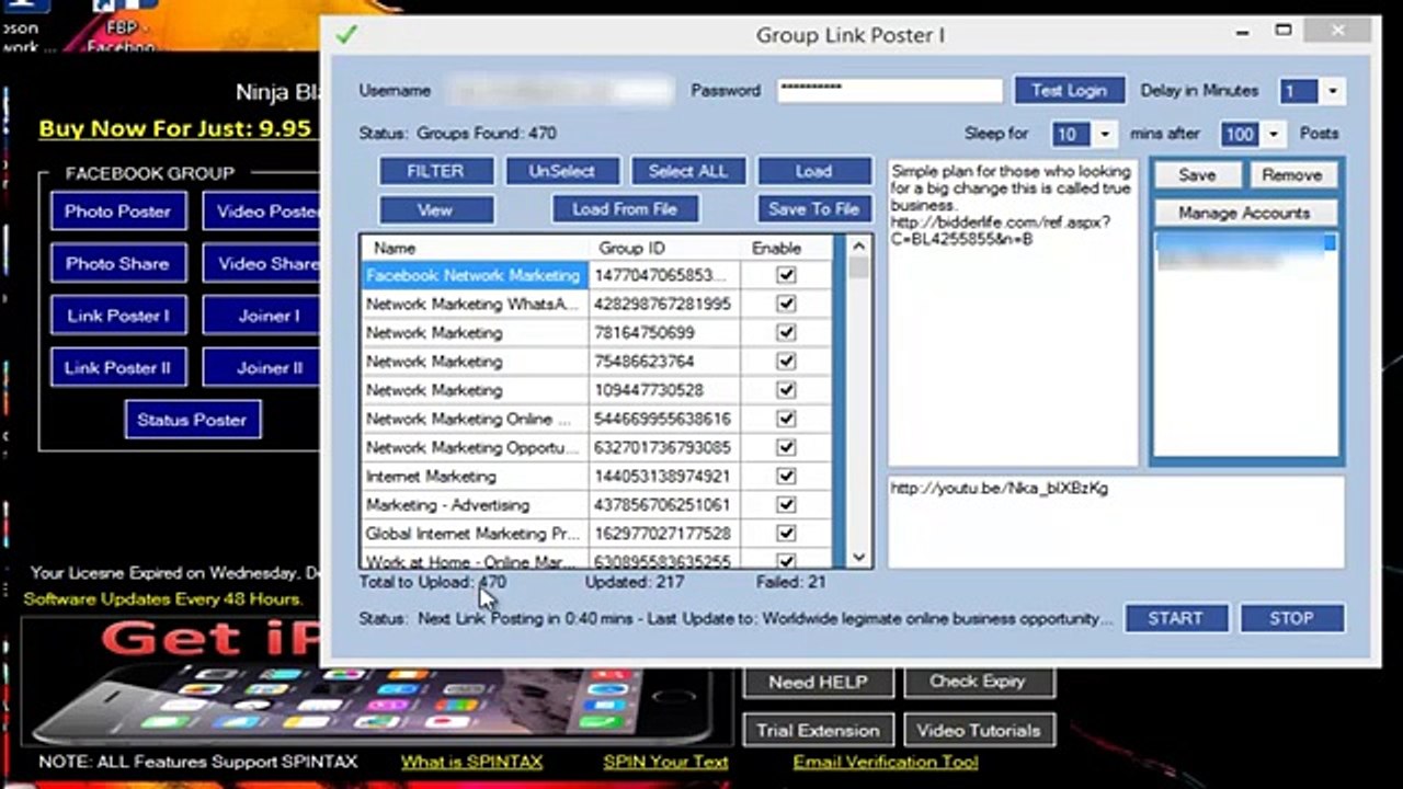 Ninja Blaster facebook Group Link post