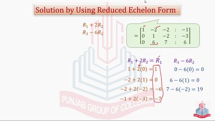 Solution by using Reduced Echelon Form & Question No.3