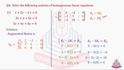 Solution of System of Homogeneous linear equations & Question No.4