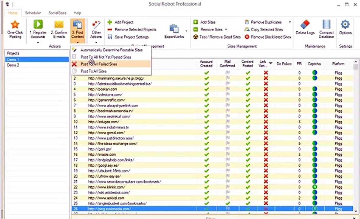 SocialRobot: Posting To Failed Sites