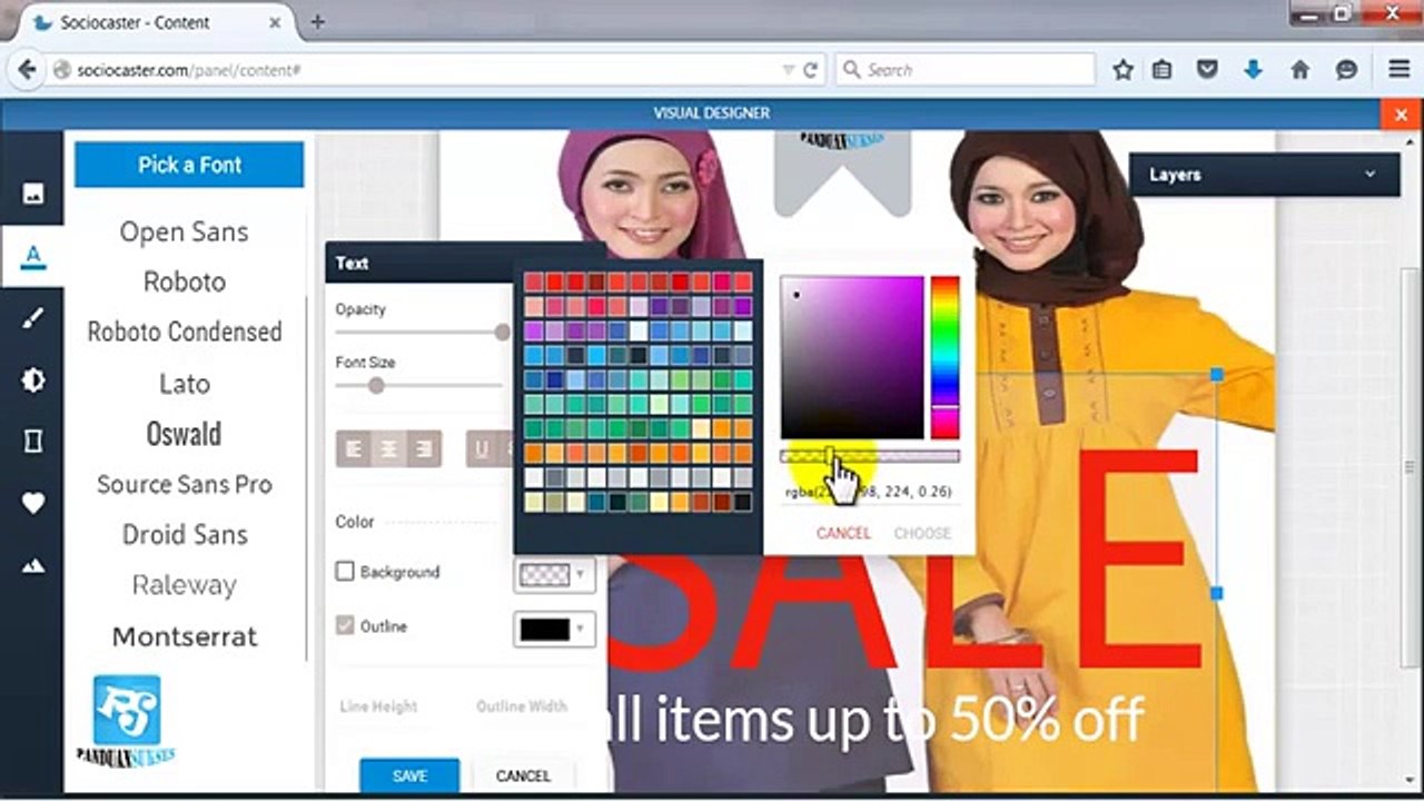 Mudahnya Mendesain Gambar Promosi (Sociocaster demo)