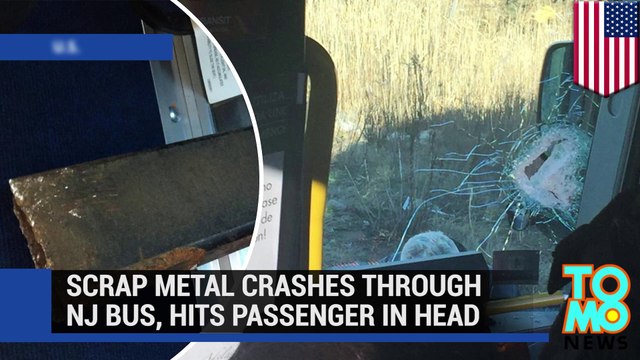 2-feet-long metal bar crashes through windshield of New Jersey bus, hits passenger in head