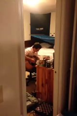 130 am -- i hear my roommate sucking ass at guitar