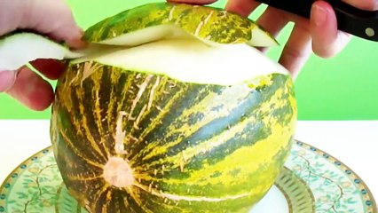 Art In Vegetable Show - Honeydew Melon Fruit Carving Green Rose Tutorial