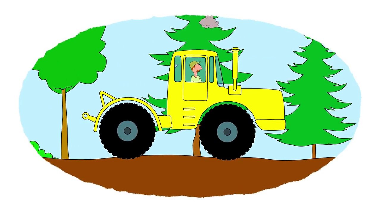 Мультик - Раскраска. Учим Цвета - Мультики про машинки - Тракторы - Часть 2