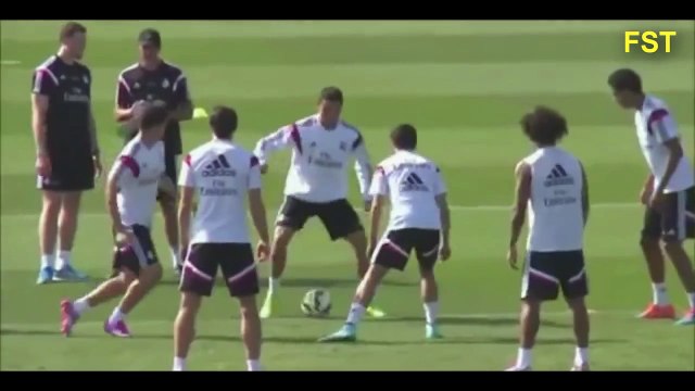 Cristiano Ronaldo Nutmegs James Rodriguez in Real Madrid Training