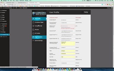 User Profile Settings of Compliance Bar