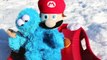 Mario and Cookie Monster Sledding Super Mario Driving Sledding Instructor Toy Sled DisneyCarToys